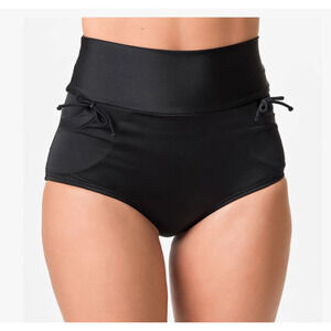 Unique Vintage Solid Black Gilda High Waist Swim Bottom Black Size 3XL